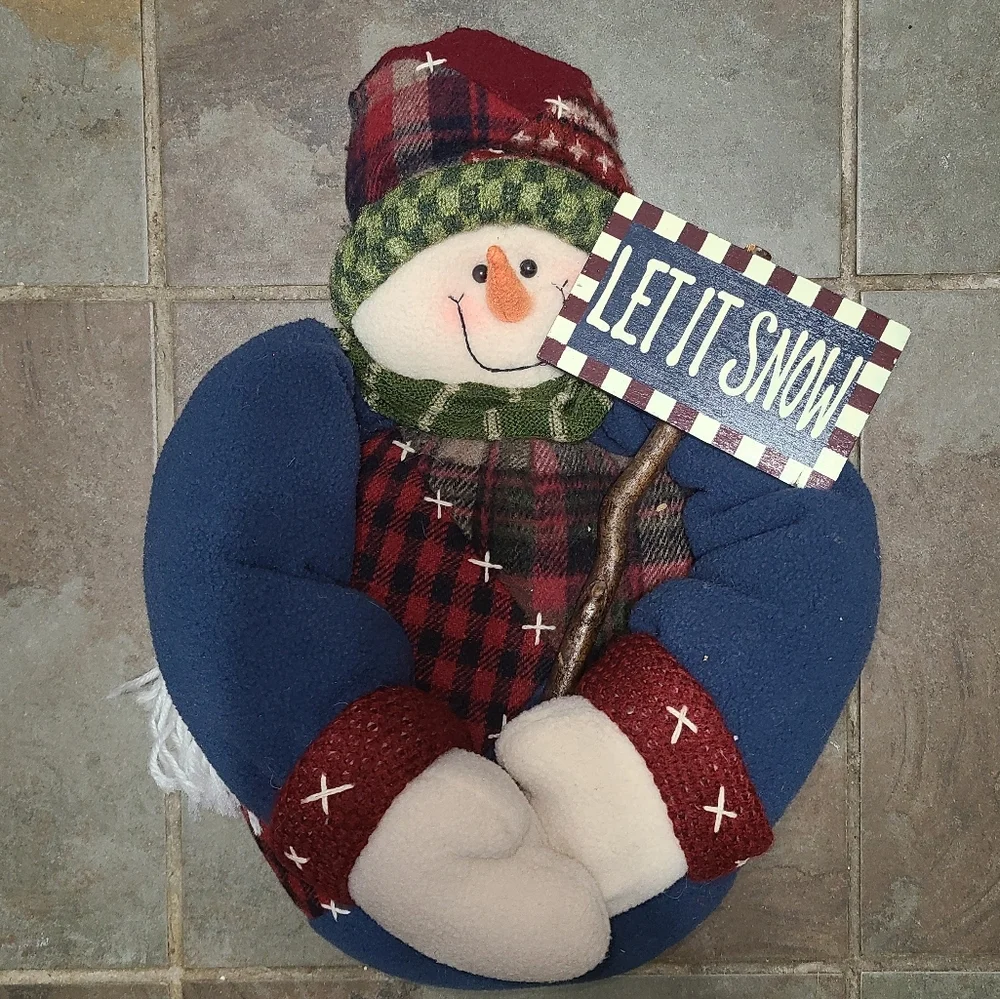 Snowman Plush wall decor Sign LET‎ IT SNOW